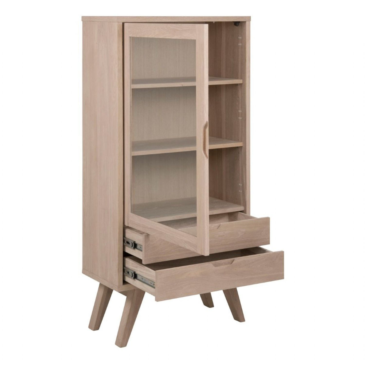 ALine Display Cabinet with 2 Drawers and 2 Shelves in White Oak