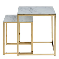 Thumbnail for Alisma Nest of Tables with White Marble Effect Top And Gold Legs