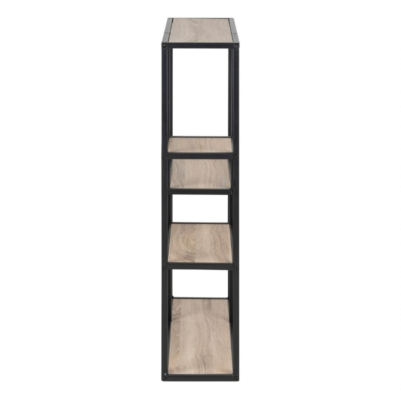 Seaford Black Metal Wall Shelf with 3 Additional Sonoma Oak Shelves