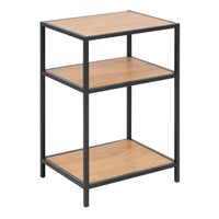 Thumbnail for Seaford Black Metal Bedside Table with 2 Oak Shelves