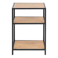 Thumbnail for Seaford Black Metal Bedside Table with 2 Oak Shelves