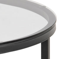 Thumbnail for Cross Round Metal Side Table with Smoked Glass Top