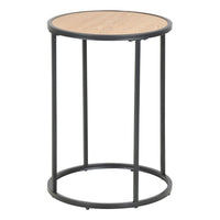 Thumbnail for Seaford Black Metal Small Round Side Table with Oak Top