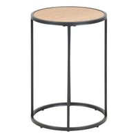 Thumbnail for Seaford Black Metal Small Round Side Table with Oak Top