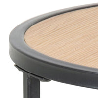 Thumbnail for Seaford Black Metal Small Round Side Table with Oak Top