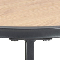 Thumbnail for Seaford Black Metal Small Round Side Table with Oak Top