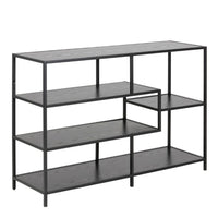 Thumbnail for Seaford Wide Black Metal Bookcase with 4 Black Oak Shelves