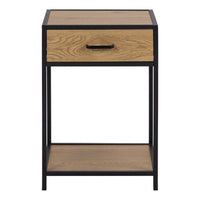 Thumbnail for Seaford Bedside Table with 1 Drawer in Black And Oak