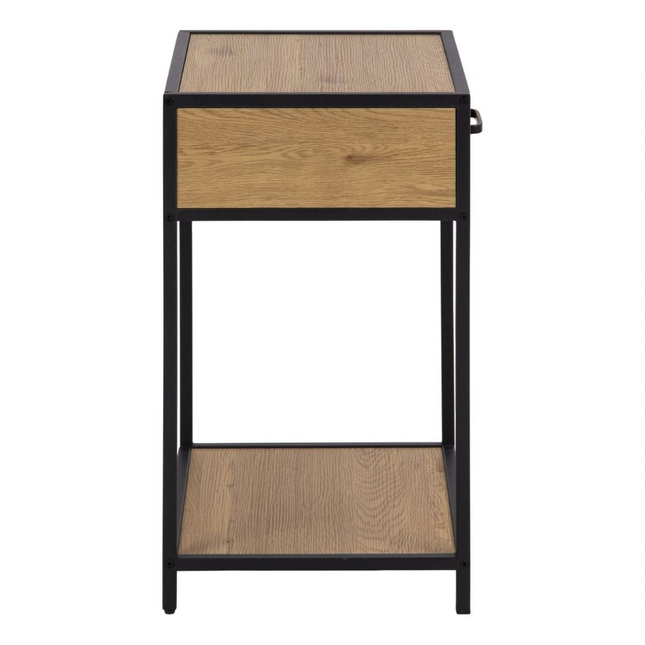 Seaford Bedside Table with 1 Drawer in Black And Oak