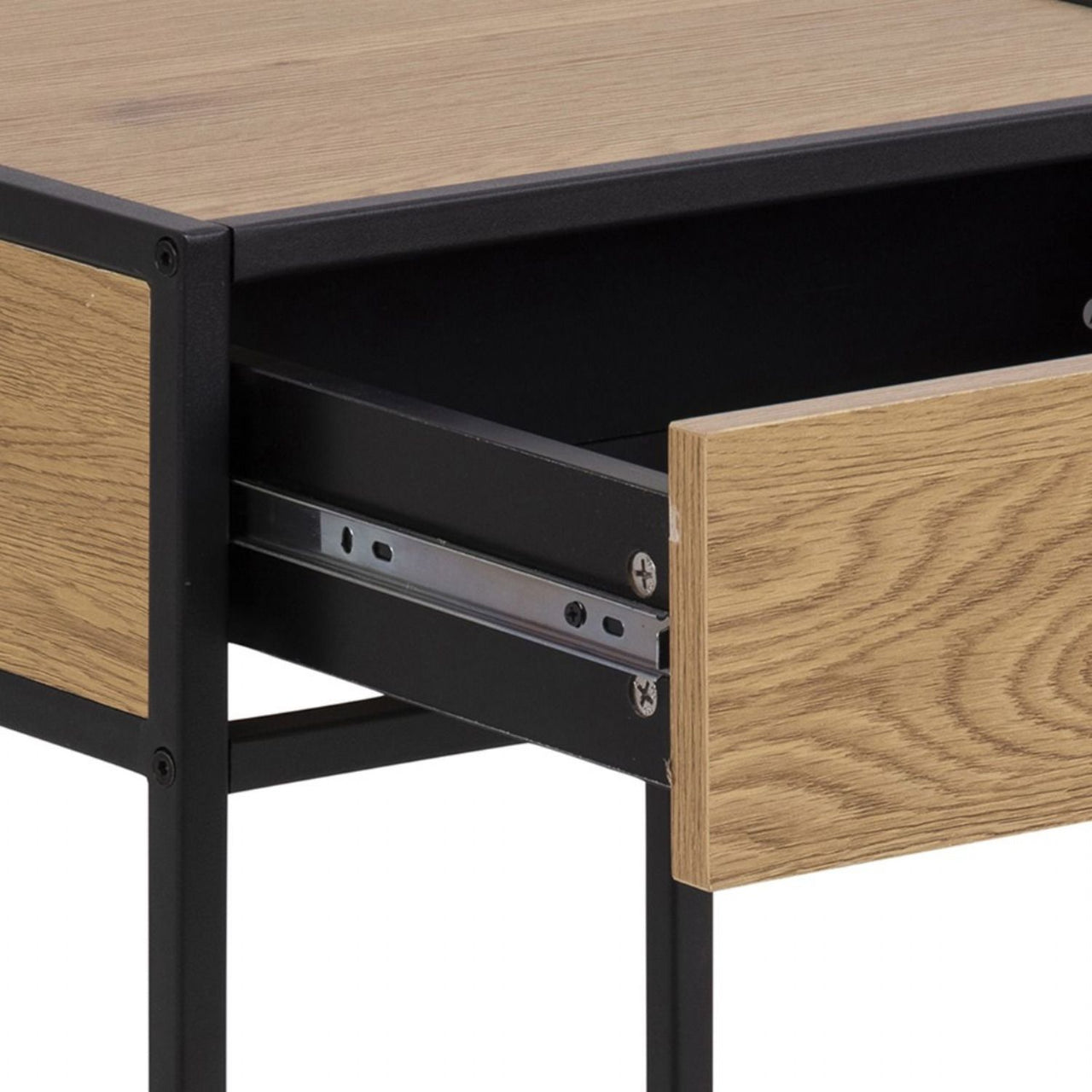 Seaford Bedside Table with 1 Drawer in Black And Oak