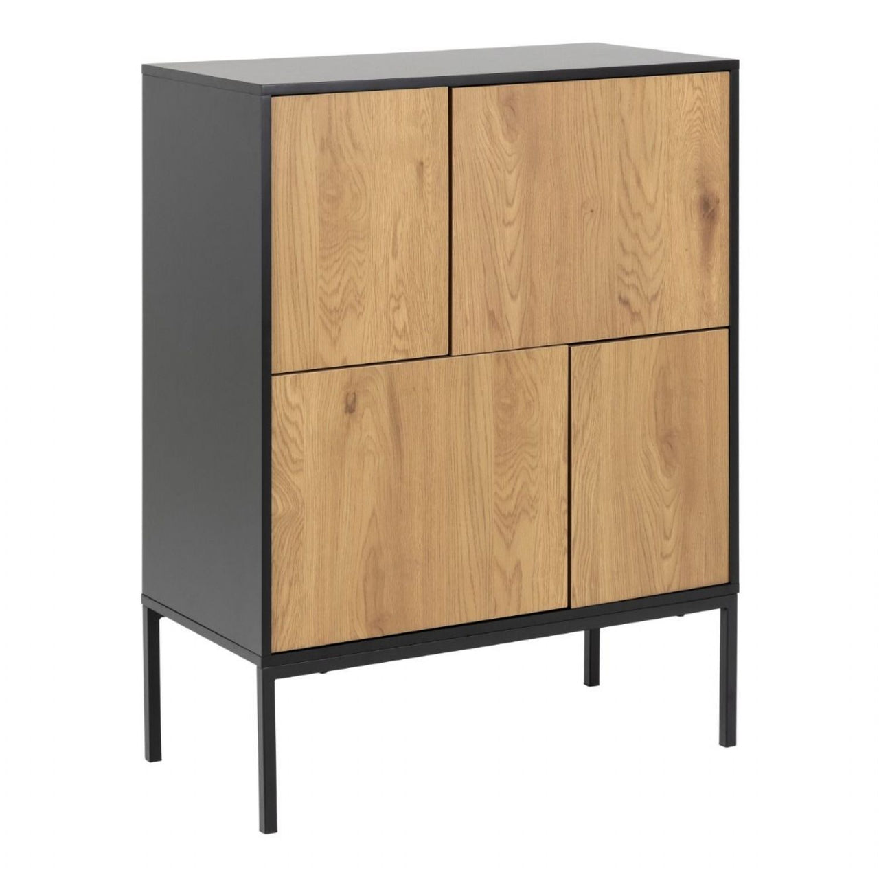 Seaford 4 Door Sideboard in Black And Oak