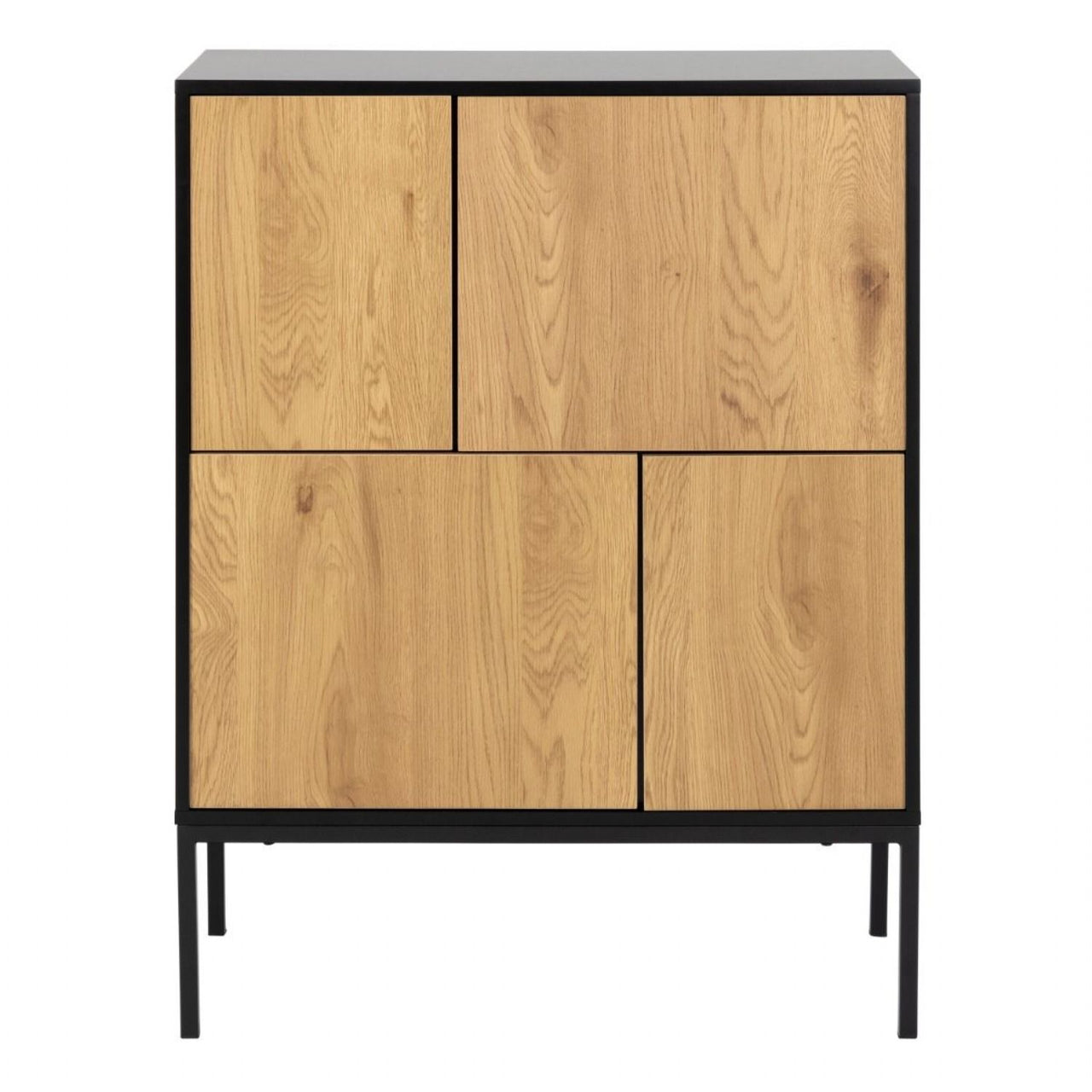 Seaford 4 Door Sideboard in Black &amp; Oak