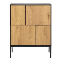 Thumbnail for Seaford 4 Door Sideboard in Black & Oak