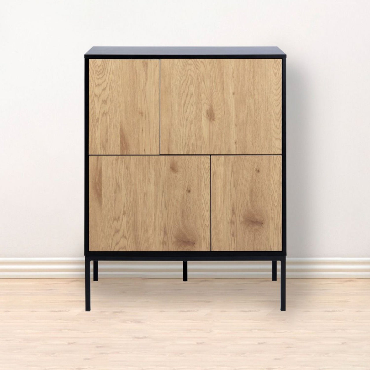 Seaford 4 Door Sideboard in Black And Oak