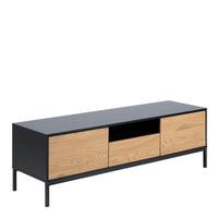 Thumbnail for Seaford TV Unit 2 Doors 1 Drawer in Black And Oak