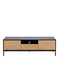 Thumbnail for Seaford TV Unit 2 Doors 1 Drawer in Black And Oak