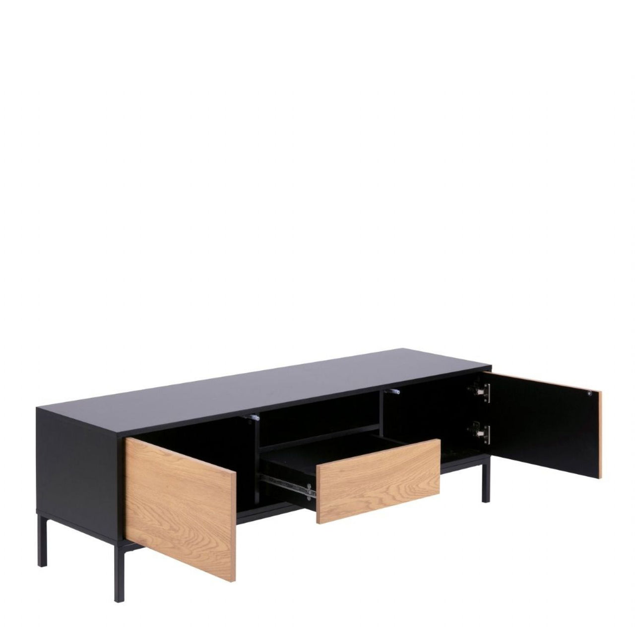 Seaford TV Unit 2 Doors 1 Drawer in Black &amp; Oak