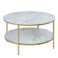 Thumbnail for Alisma Round Coffee Table with Marble Effect Top & Gold Legs