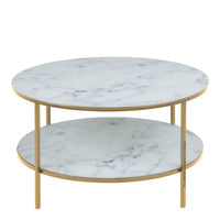 Thumbnail for Alisma Round Coffee Table with Marble Effect Top And Gold Legs