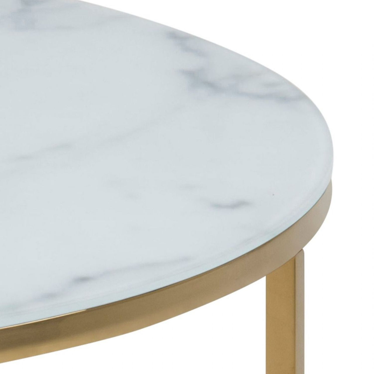 Alisma Round Coffee Table with Marble Effect Top And Gold Legs