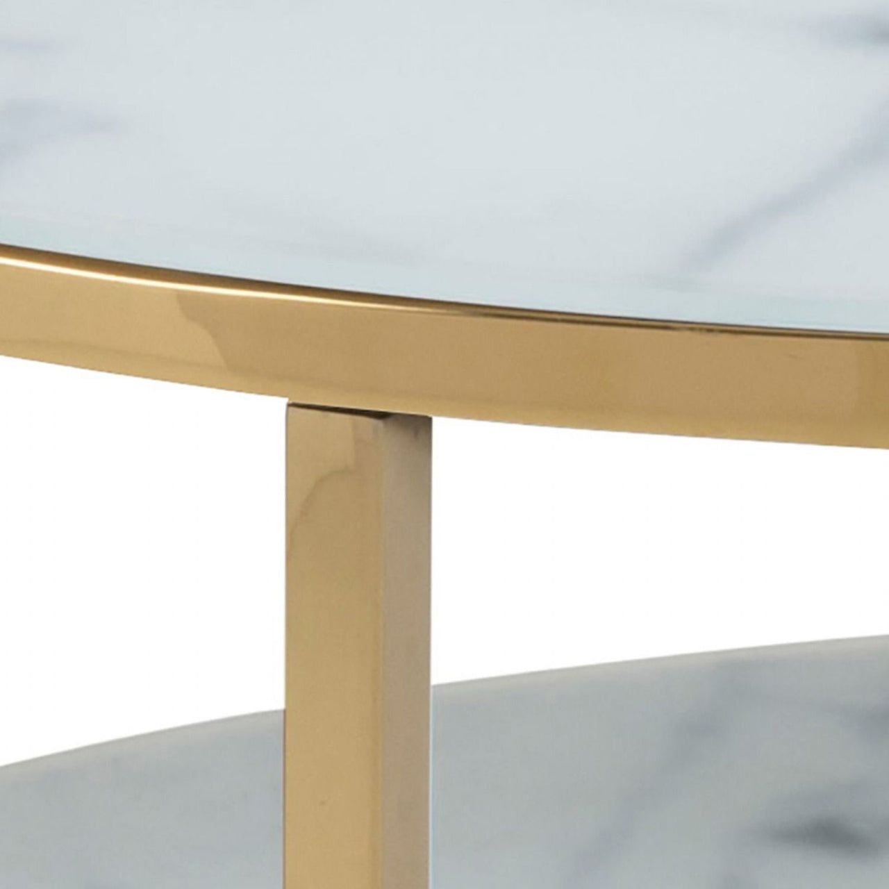 Alisma Round Coffee Table with Marble Effect Top &amp; Gold Legs