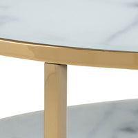 Thumbnail for Alisma Round Coffee Table with Marble Effect Top & Gold Legs