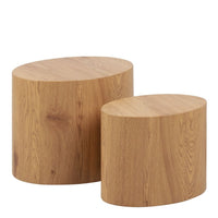 Thumbnail for Mice Oval Coffee Table in Oak Set of 2