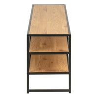 Thumbnail for Seaford Black Metal Open TV Unit with 3 Oak Shelves