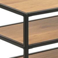 Thumbnail for Seaford Black Metal Open TV Unit with 3 Oak Shelves