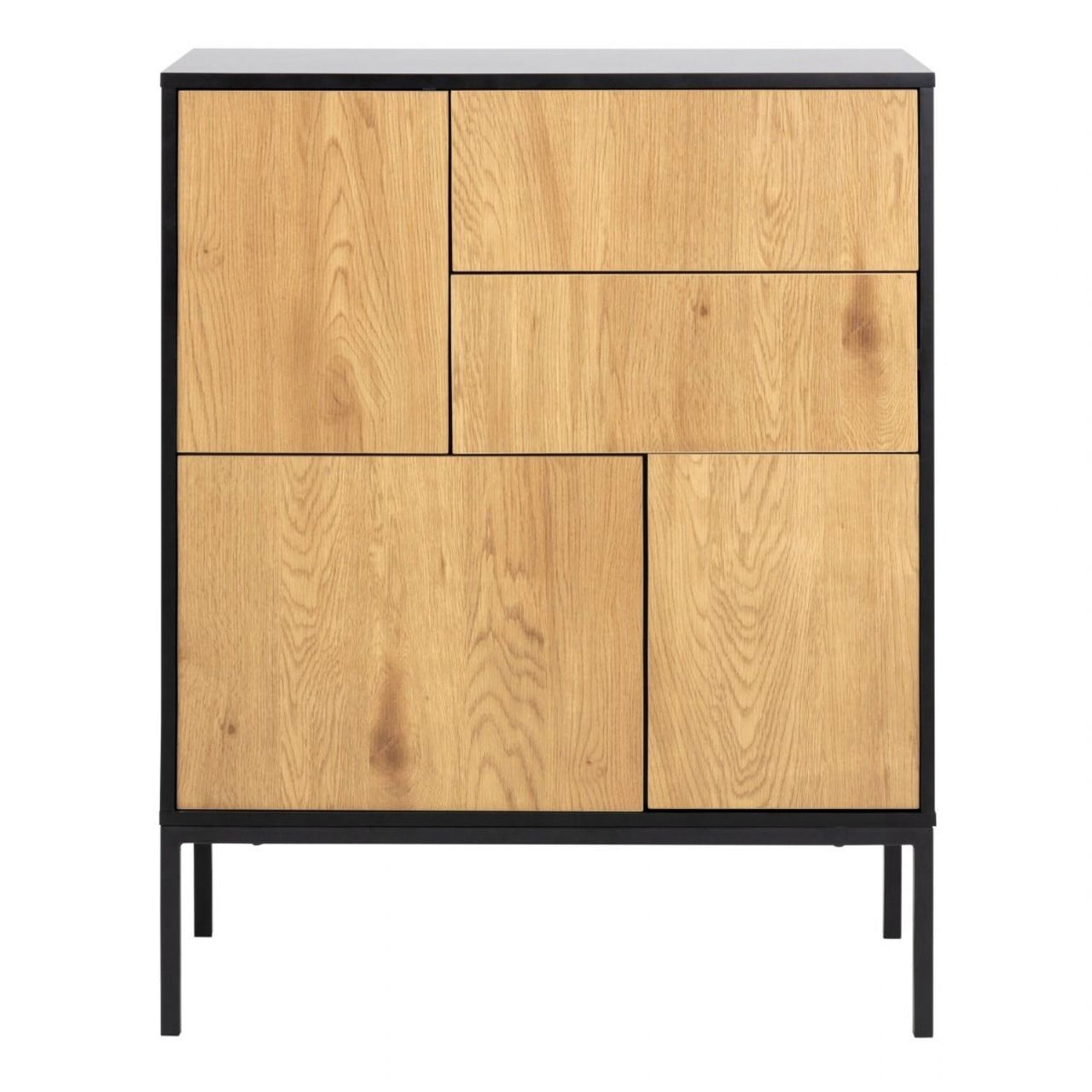 Seaford 3 Door 2 Drawer Sideboard in Black And Oak