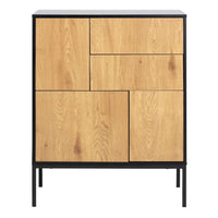 Thumbnail for Seaford 3 Door 2 Drawer Sideboard in Black & Oak