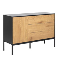 Thumbnail for Seaford 1 Door 3 Drawer Small Sideboard in Black And Oak