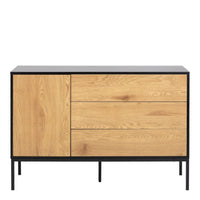 Thumbnail for Seaford 1 Door 3 Drawer Small Sideboard in Black And Oak