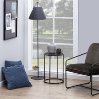 Thumbnail for Seaford Black Metal Small Round Side Table with Black Top