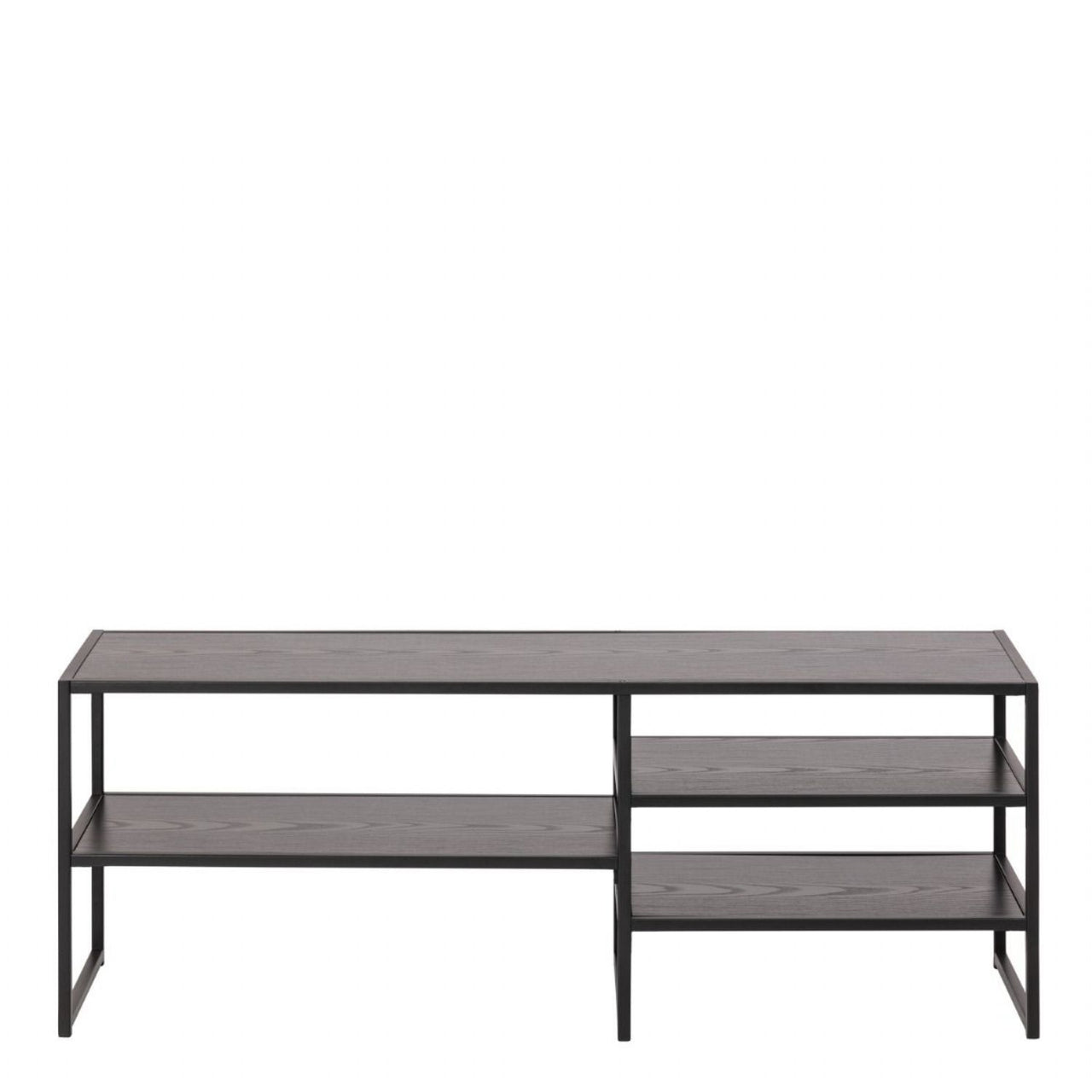 Seaford Black Metal Open TV Unit with 3 Black Shelves