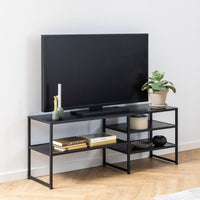 Thumbnail for Seaford Black Metal Open TV Unit with 3 Black Shelves