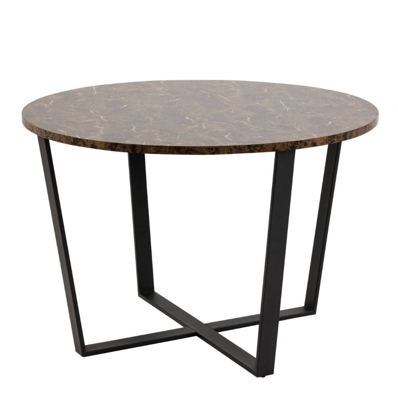 Amble Round Dining Table with Brown Marble Effect Top