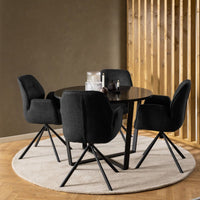 Thumbnail for Amble Round Dining Table with Black Marble Effect Top