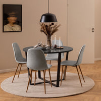 Thumbnail for Amble Round Dining Table with Black Marble Effect Top