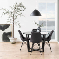 Thumbnail for Amble Round Dining Table with Black Marble Effect Top