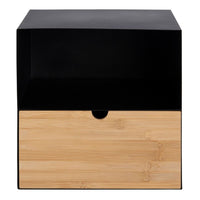 Thumbnail for Joliet 1 Drawer Wallmounted Bedside Table in Black & Bamboo