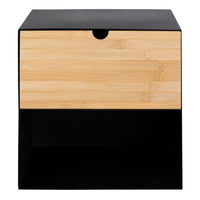 Thumbnail for Joliet 1 Drawer Wallmounted Bedside Table in Black & Bamboo