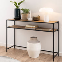 Thumbnail for Seaford Black Metal Console Table With Oak Top