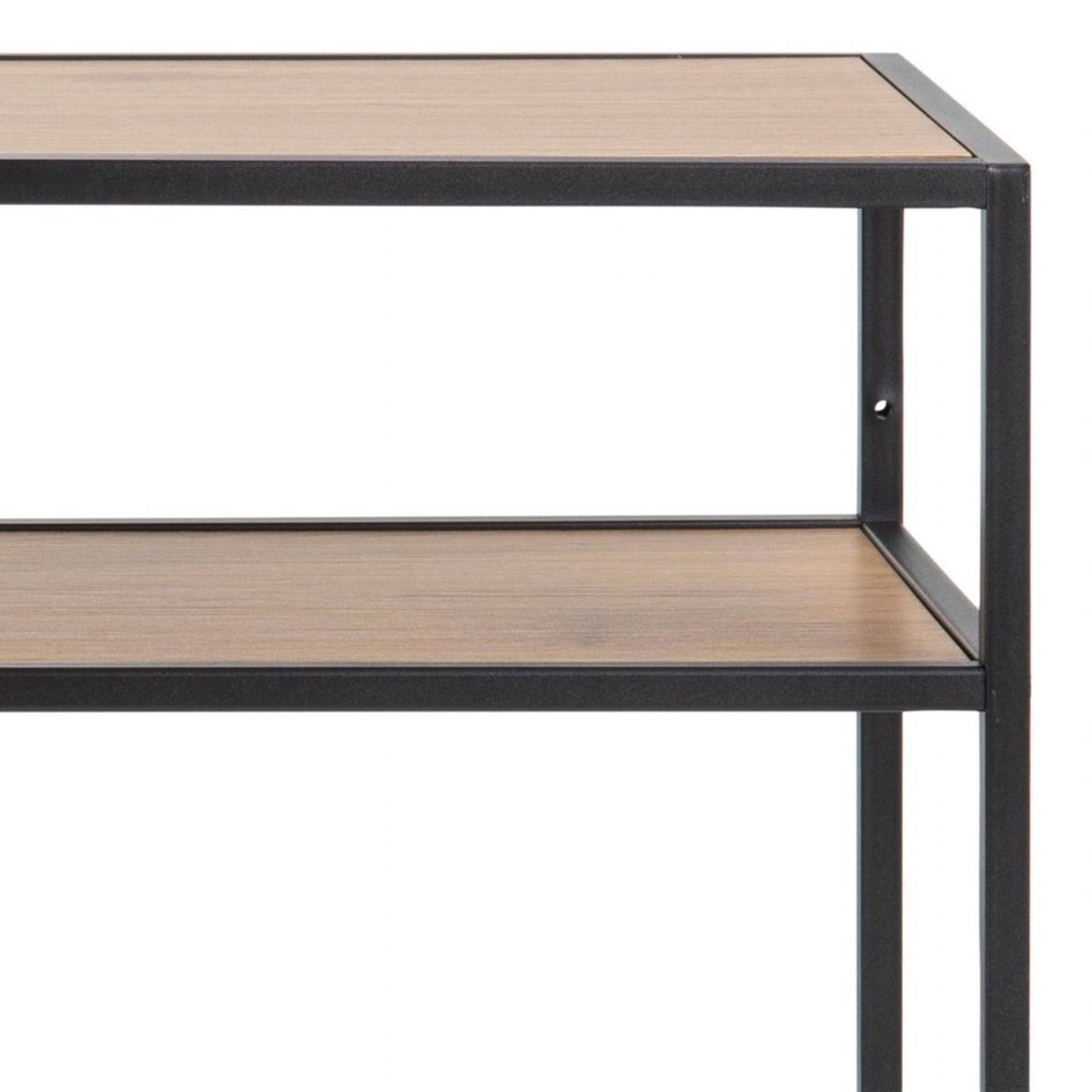 Seaford Black Metal Console Table With Oak Top