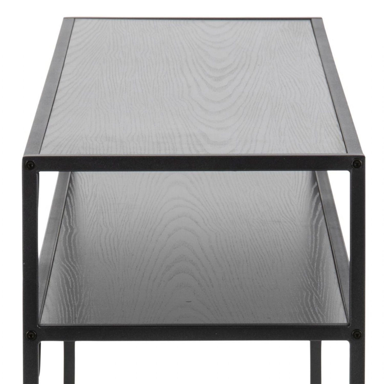 Seaford Black Metal Console Table With Black Top