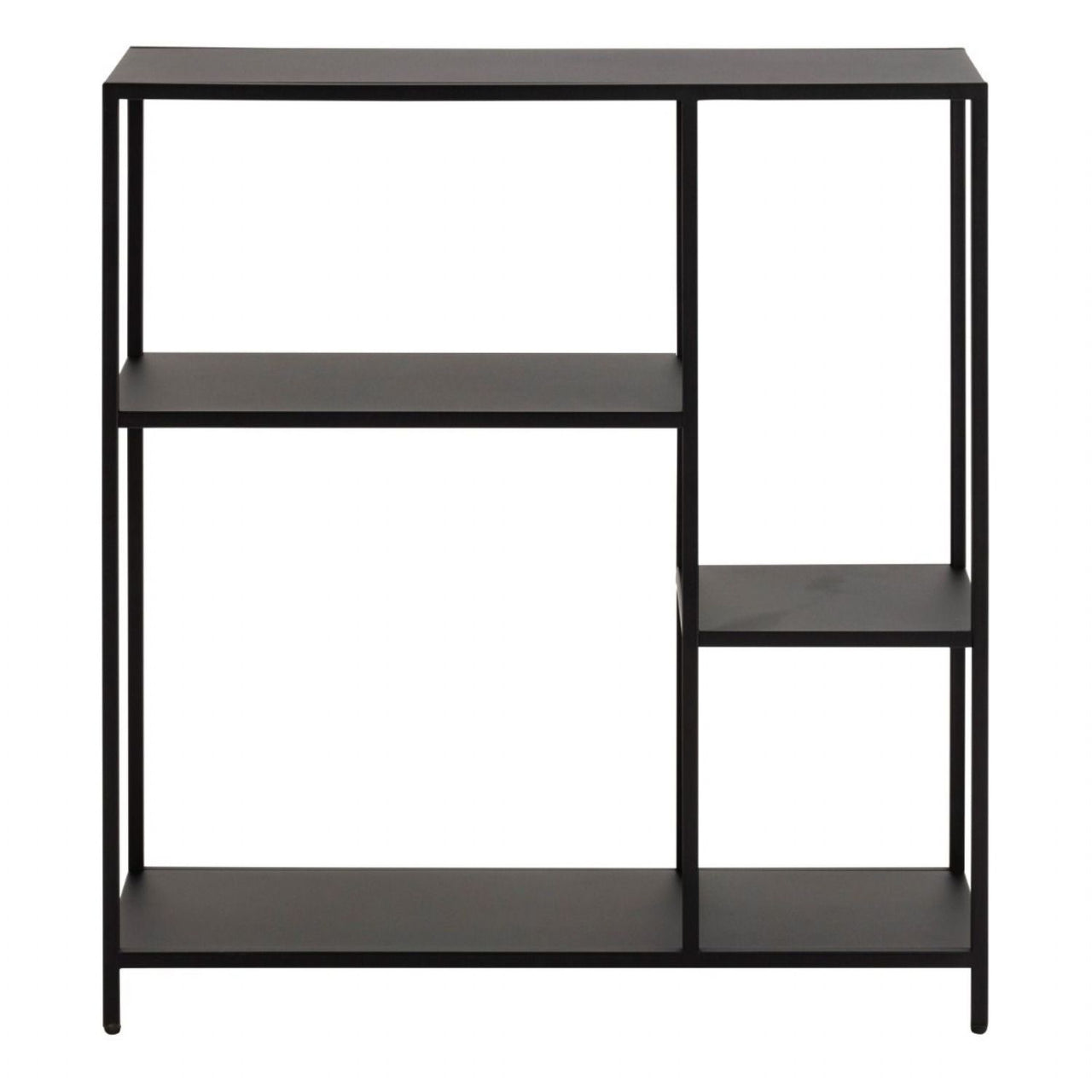 Newcastle Asymmetrical Bookcase with 3 Shelves in Matt Black