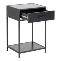 Thumbnail for Seaford Bedside Table with 1 Drawer in Black