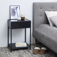 Thumbnail for Seaford Bedside Table with 1 Drawer in Black