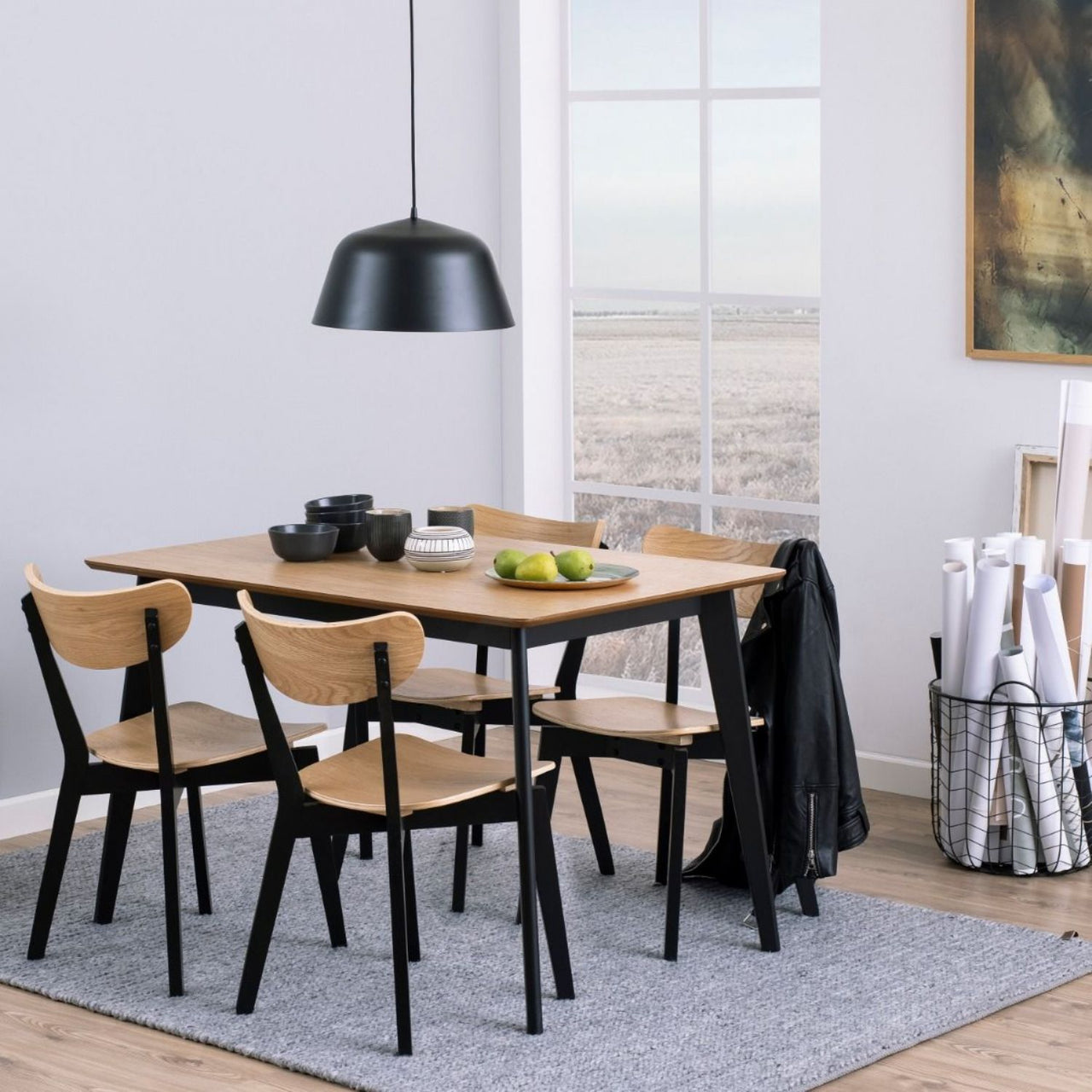 Roxby Dining Table in Oak And Black