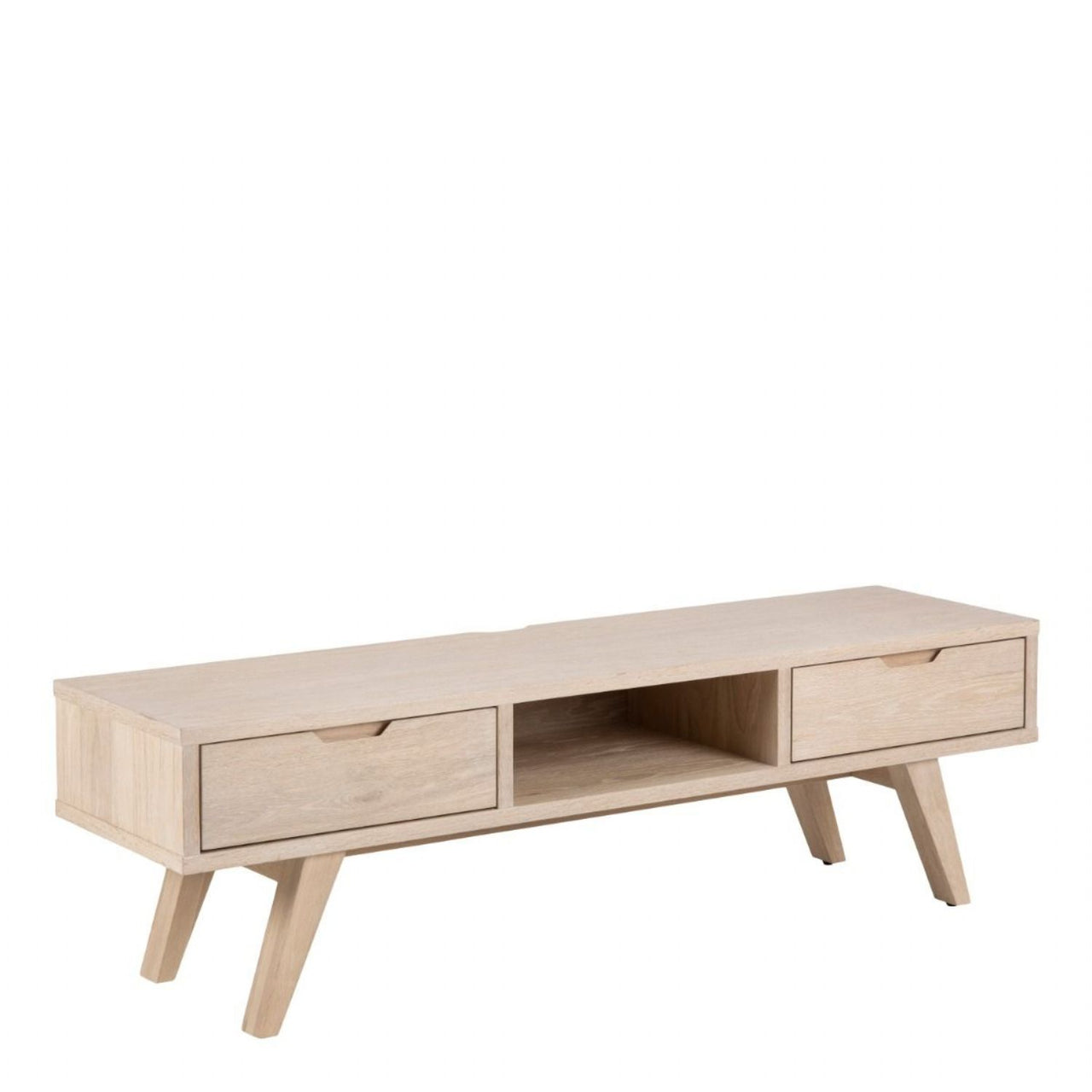 ALine TV Unit with 2 Drawers in White Oak